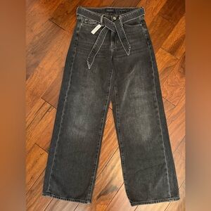 Banana Republic High Rise- Wide-Leg Black Denim Jeans with Belt